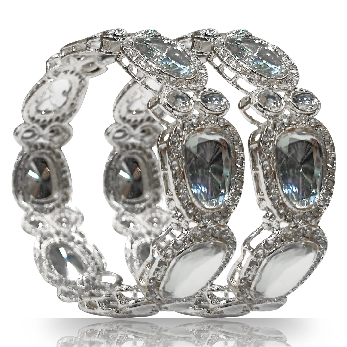 Metal Traditional Kundan Bangles Kada for Girl's and Women's (1 Pair)