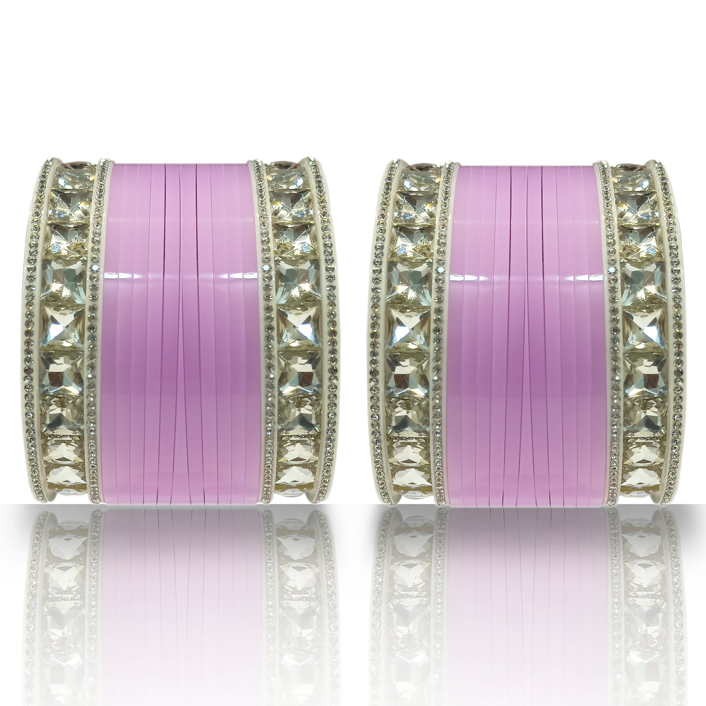 Bridal Punjabi Chuda Bangle Set with Crystal Kada for Women's and Girls (1 Pair)