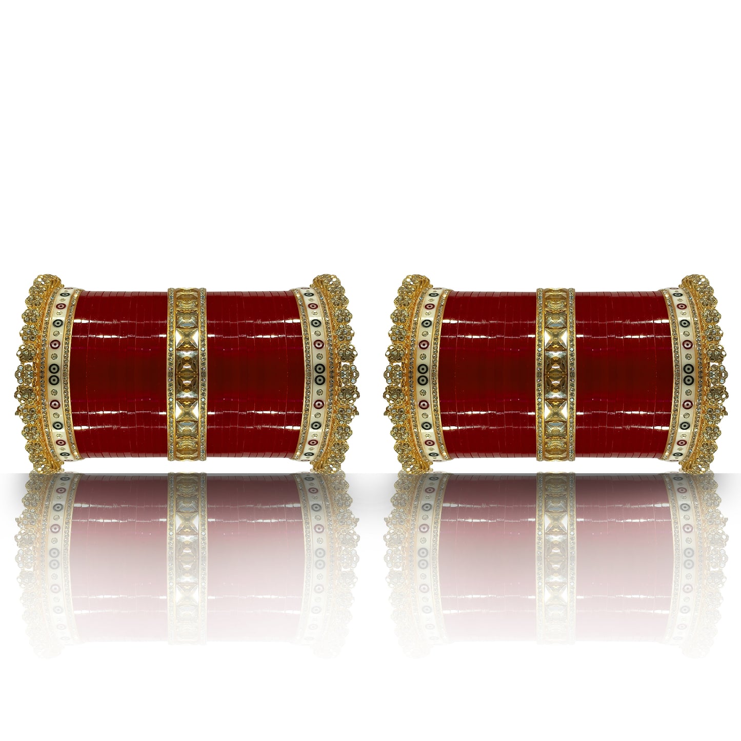 Bridal Heavy Chuda Set with Rajwadi Kada for Women's (1 Pair)