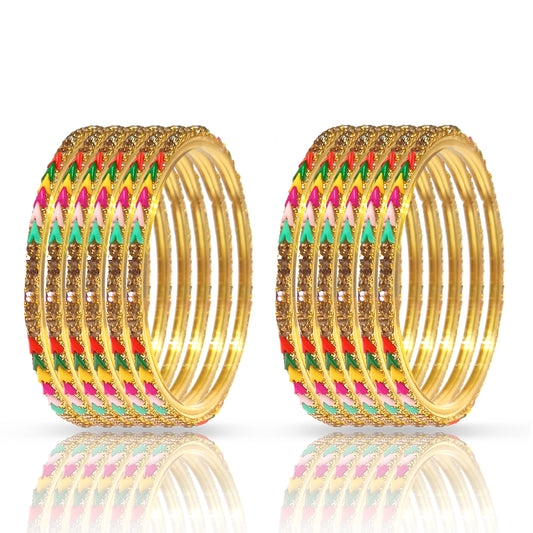 Beautiful Glass Glitter Bangle for Girls/Women's (1 Dozen)