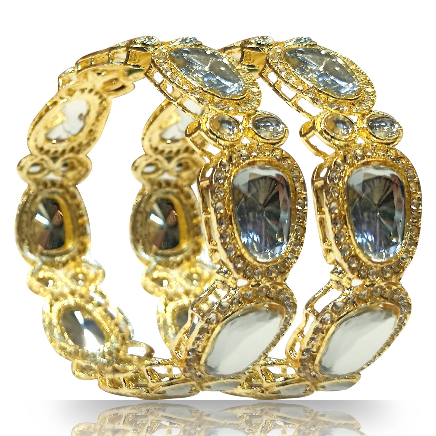 Metal Traditional Kundan Bangles Kada for Girl's and Women's (1 Pair)