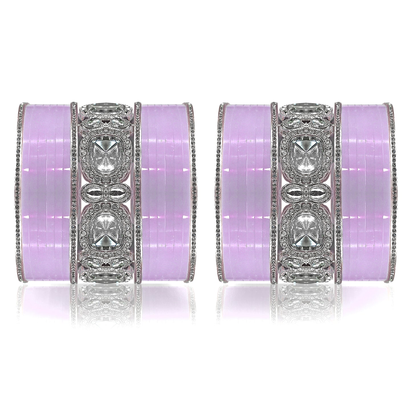 Bridal Punjabi Bangle Chuda Set with Kundan Kada for Women's and Girls (1 Pair)