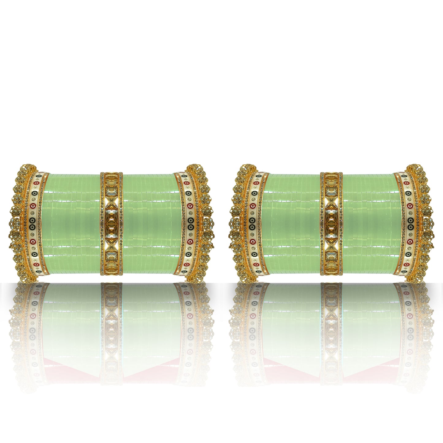 Bridal Heavy Chuda Set with Rajwadi Kada for Women's (1 Pair)