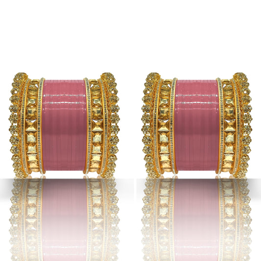 Bridal Heavy Chuda Set with Rajwadi Kada for Women's (1 Pair)