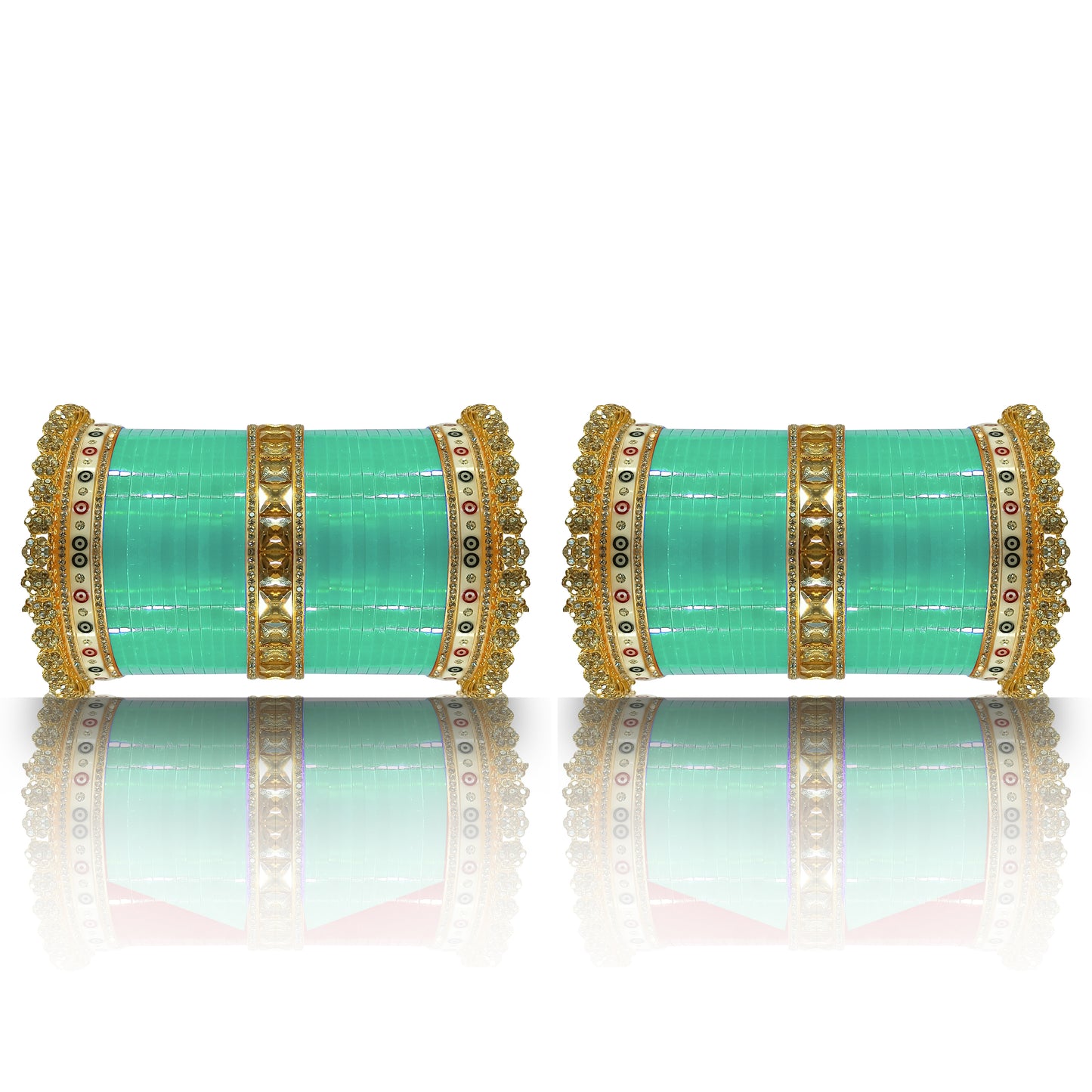 Bridal Heavy Chuda Set with Rajwadi Kada for Women's (1 Pair)