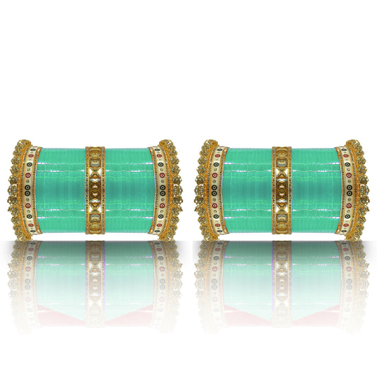 Bridal Heavy Chuda Set with Rajwadi Kada for Women's (1 Pair)