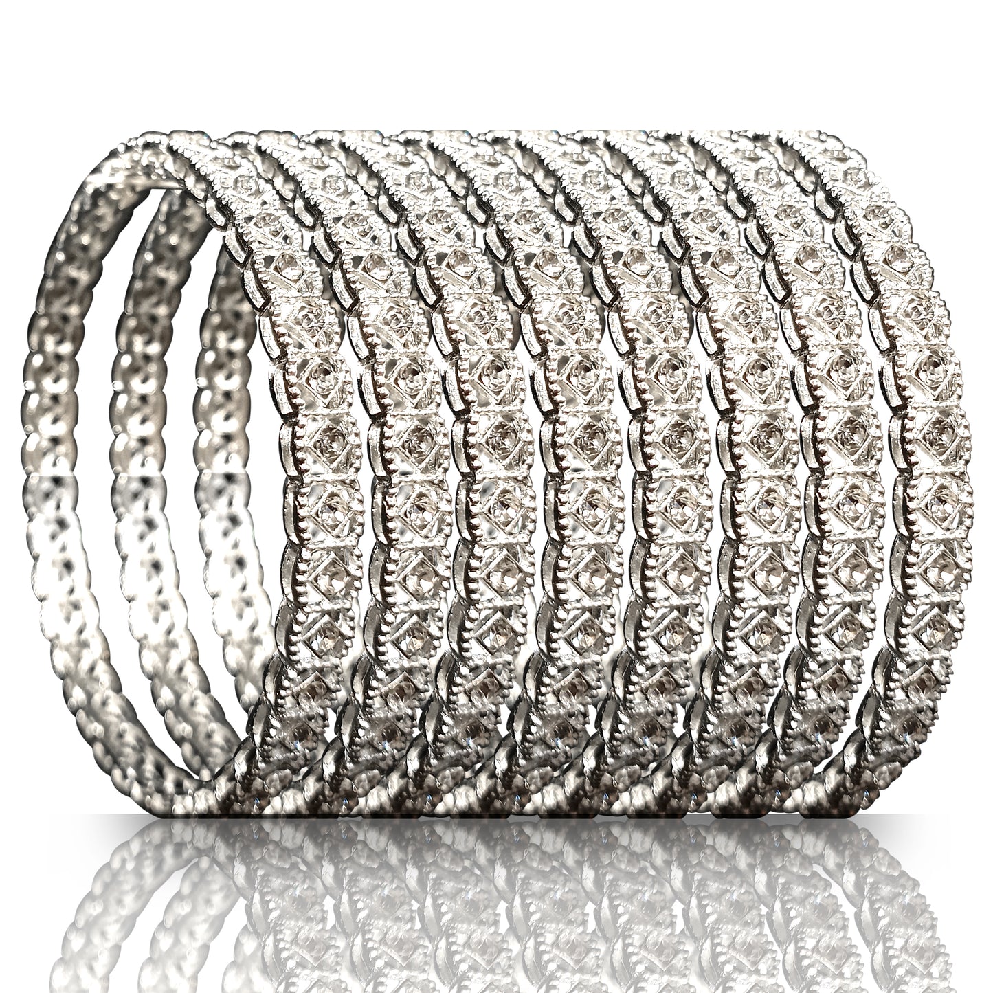 American Diamond Metal Silver Kada for Girls and Women's