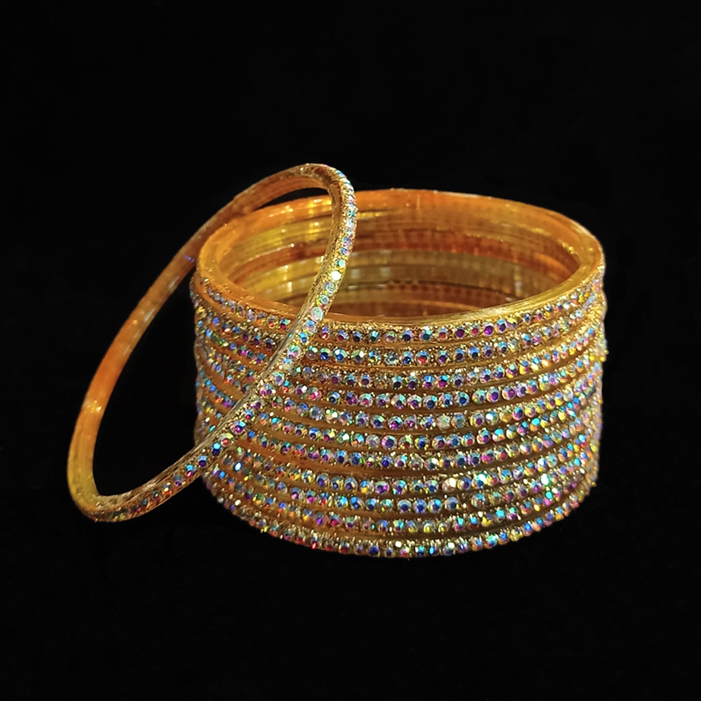 Beautiful Glass Glitter Bangle for Girls/Women's (1 Dozen)